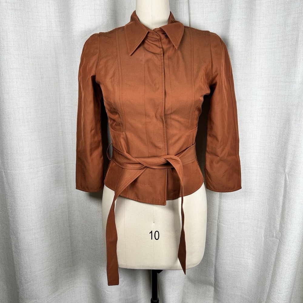Karolina Zmarlak New York Burnt Orange‎ Belted Jacket Minimalist Women's Small